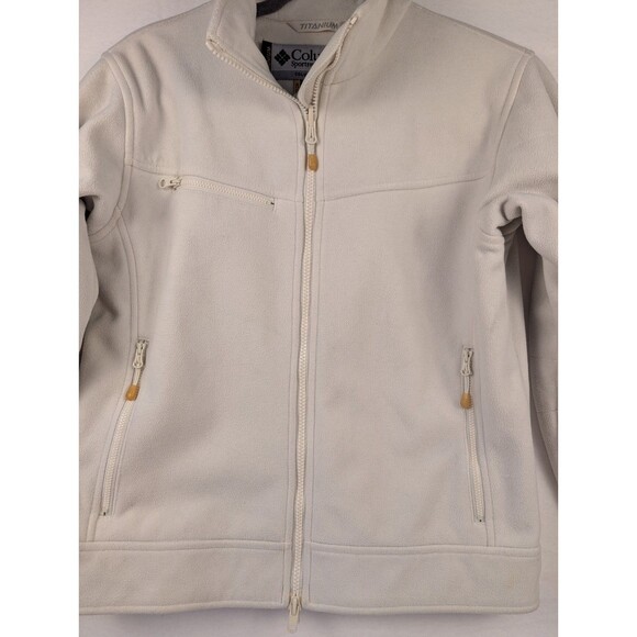 Columbia Titanium Women’s Fleece Jacket Medium White Full Zip Pocket - Picture 3 of 10